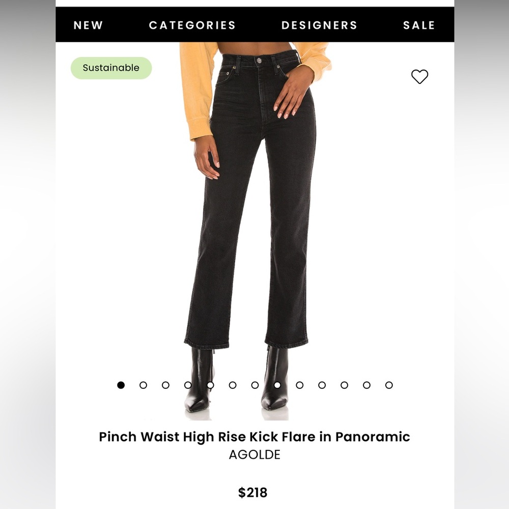 AGOLDE Pinch Waist High Rise Kick Flare black size 24.